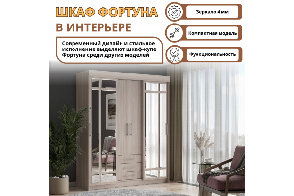 Шкаф-купе "Фортуна" 1,7 м SL